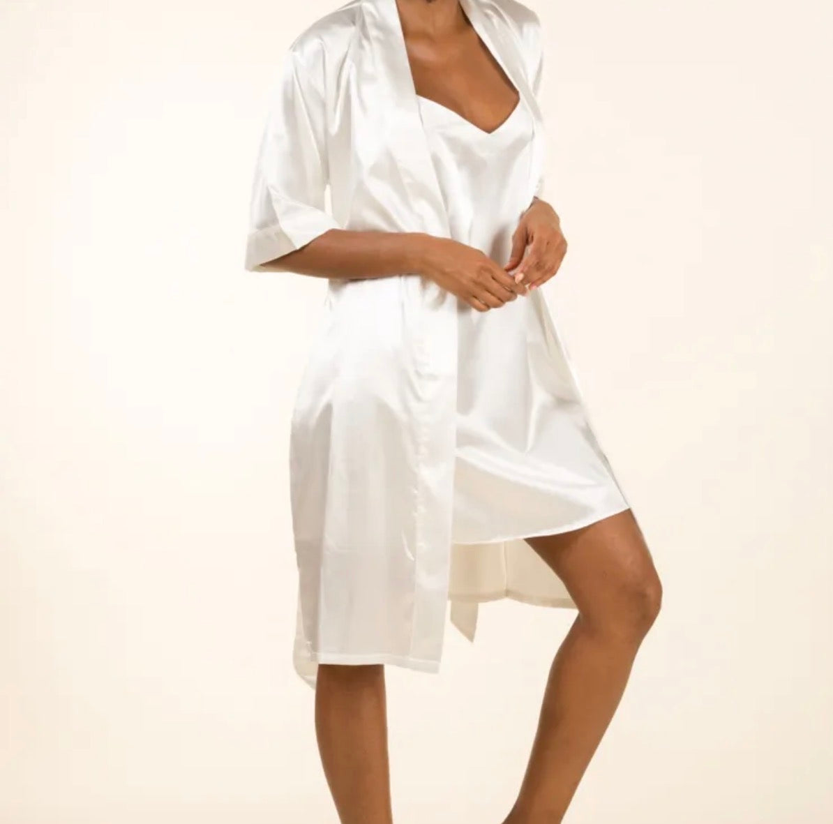 PEIGNOIR + NUISETTE SATINÉE BLANC