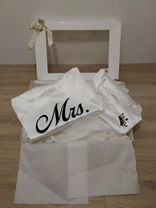 PEIGNOIR + NUISETTE SATINÉE BLANC