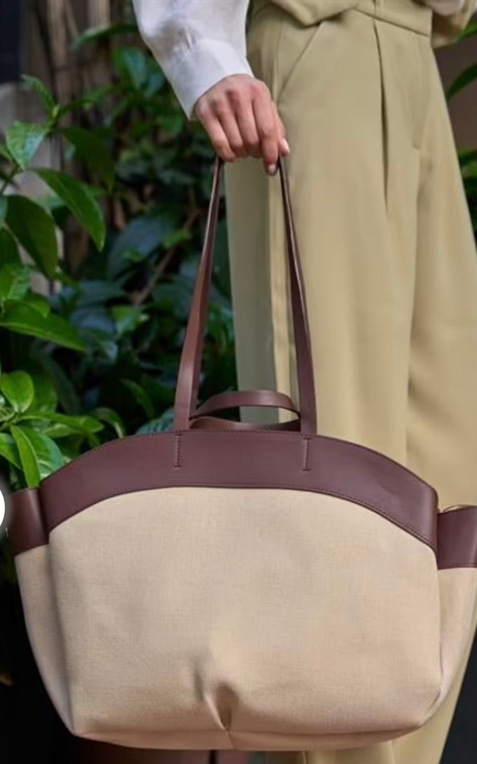 SAC ESMEE ET SA POCHETTE CRÈME/MARRON